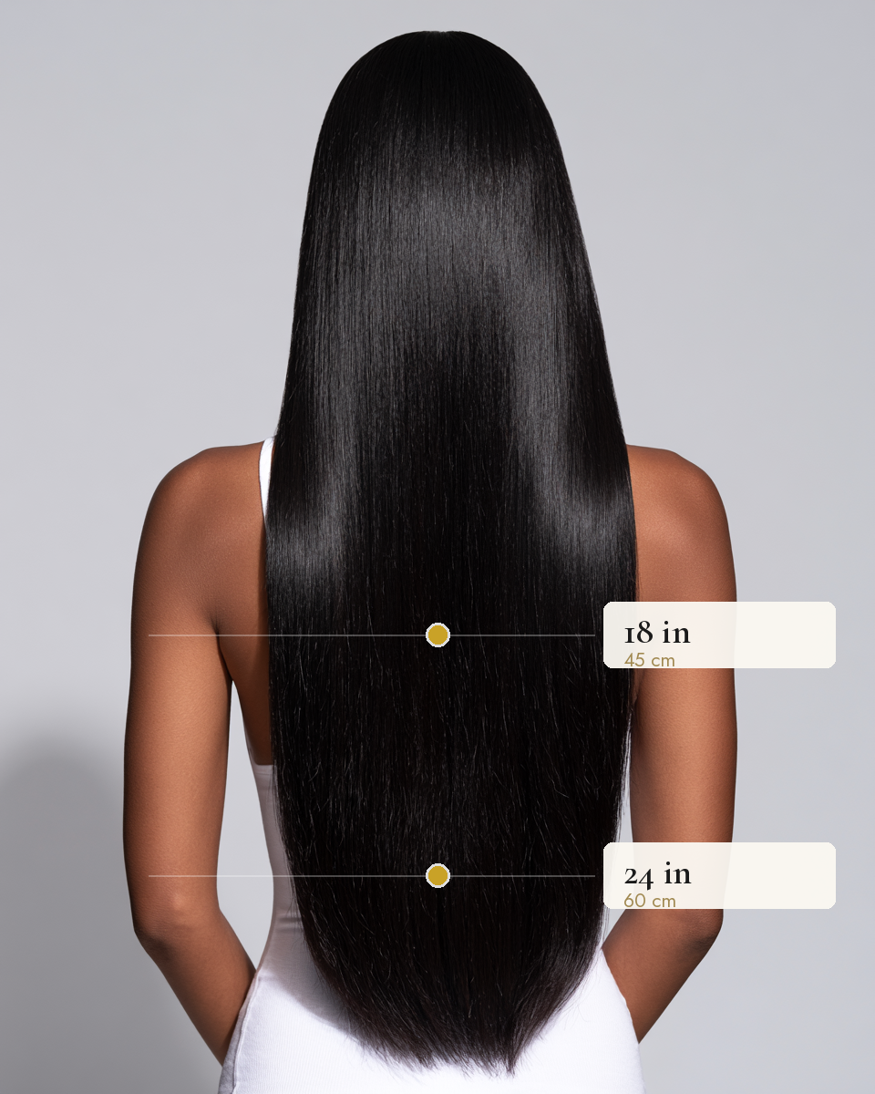 MOFRA Ébène length guide, 18 inch mid-back and 24 inch lower back, back view