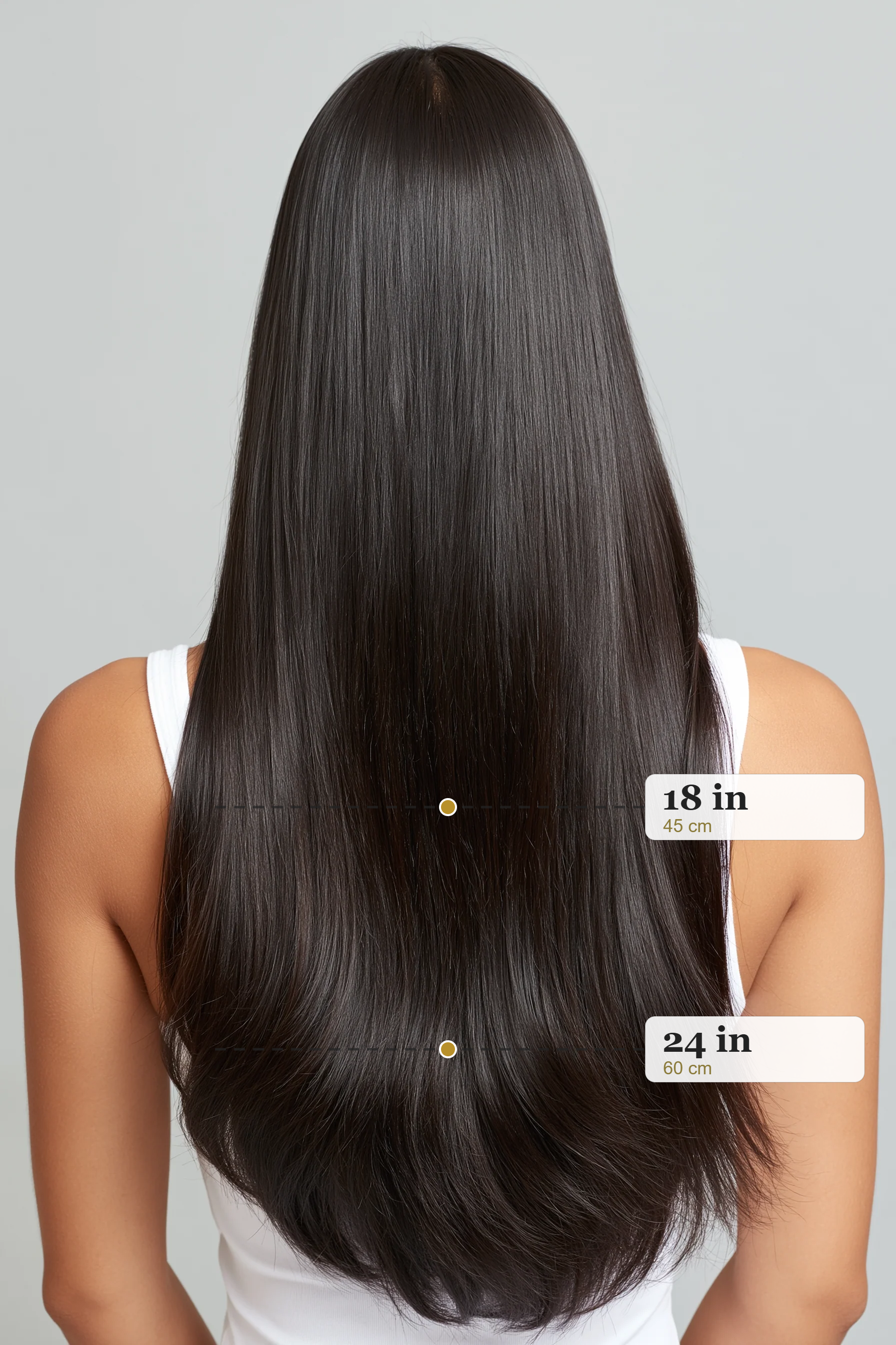 MOFRA Brun length guide, 18 inch mid-back and 24 inch lower back, back view